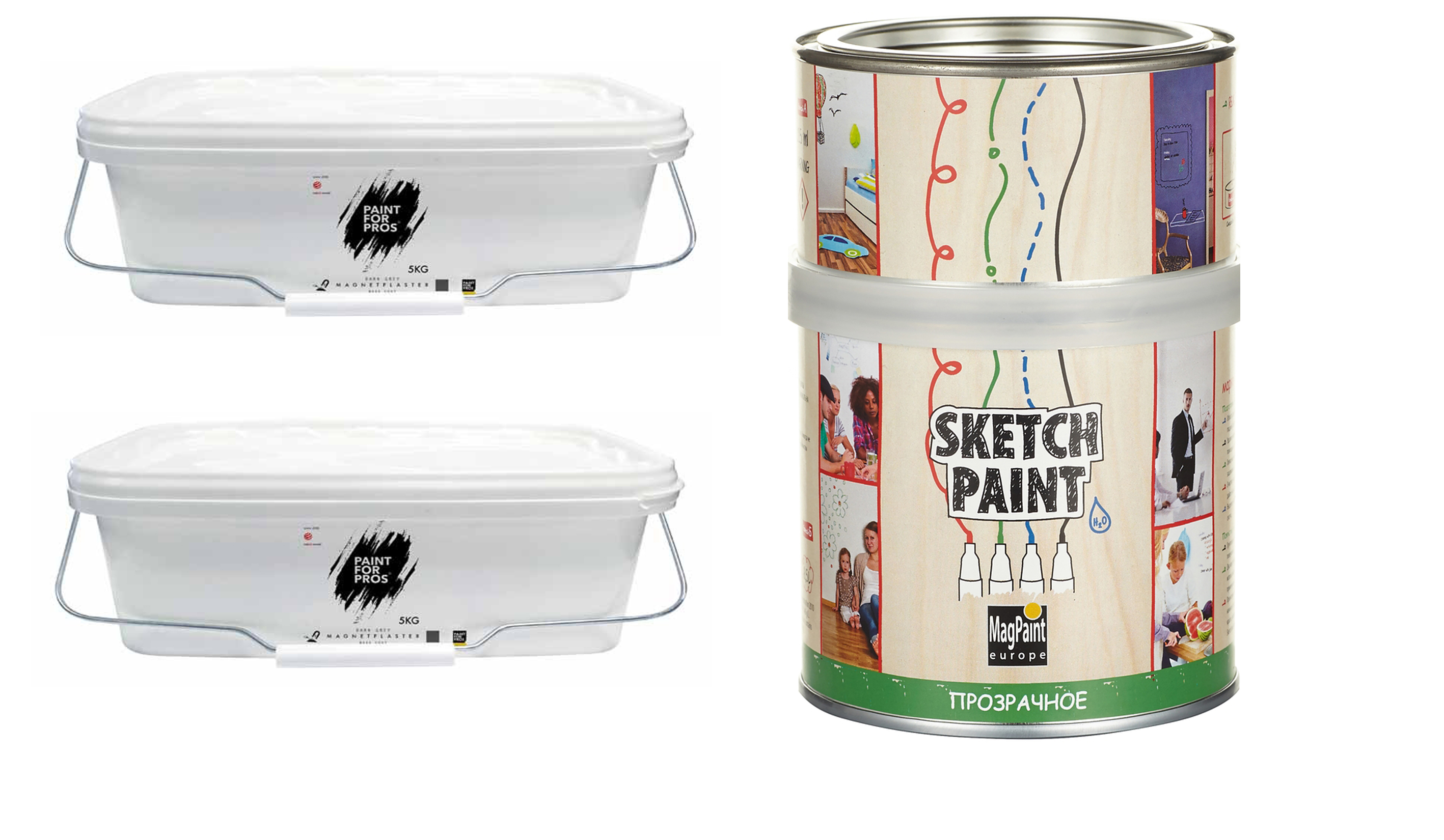 Магнитно-маркерный набор MagPaint на 4 кв. м. (магнит. штукатурка, маркер. краска прозрачная матовая)