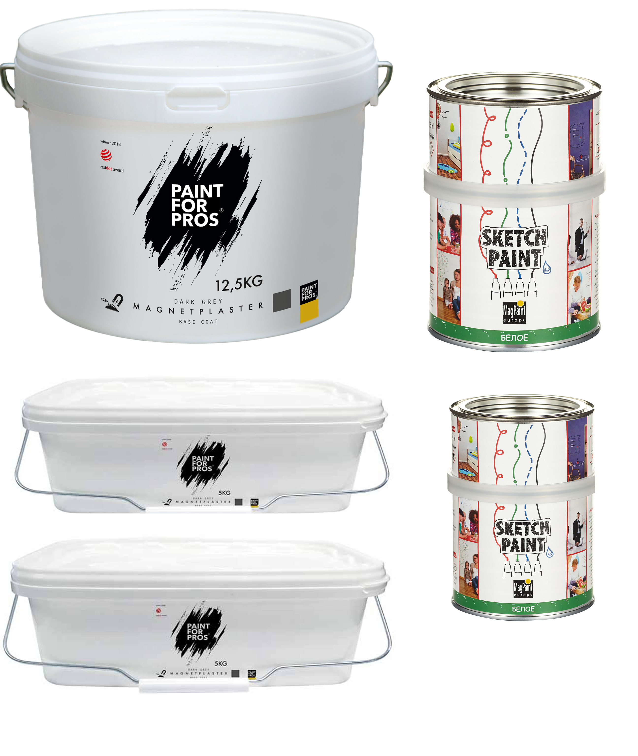 Штукатурка и маркерная краска на 8 кв. м. (белый глянец)