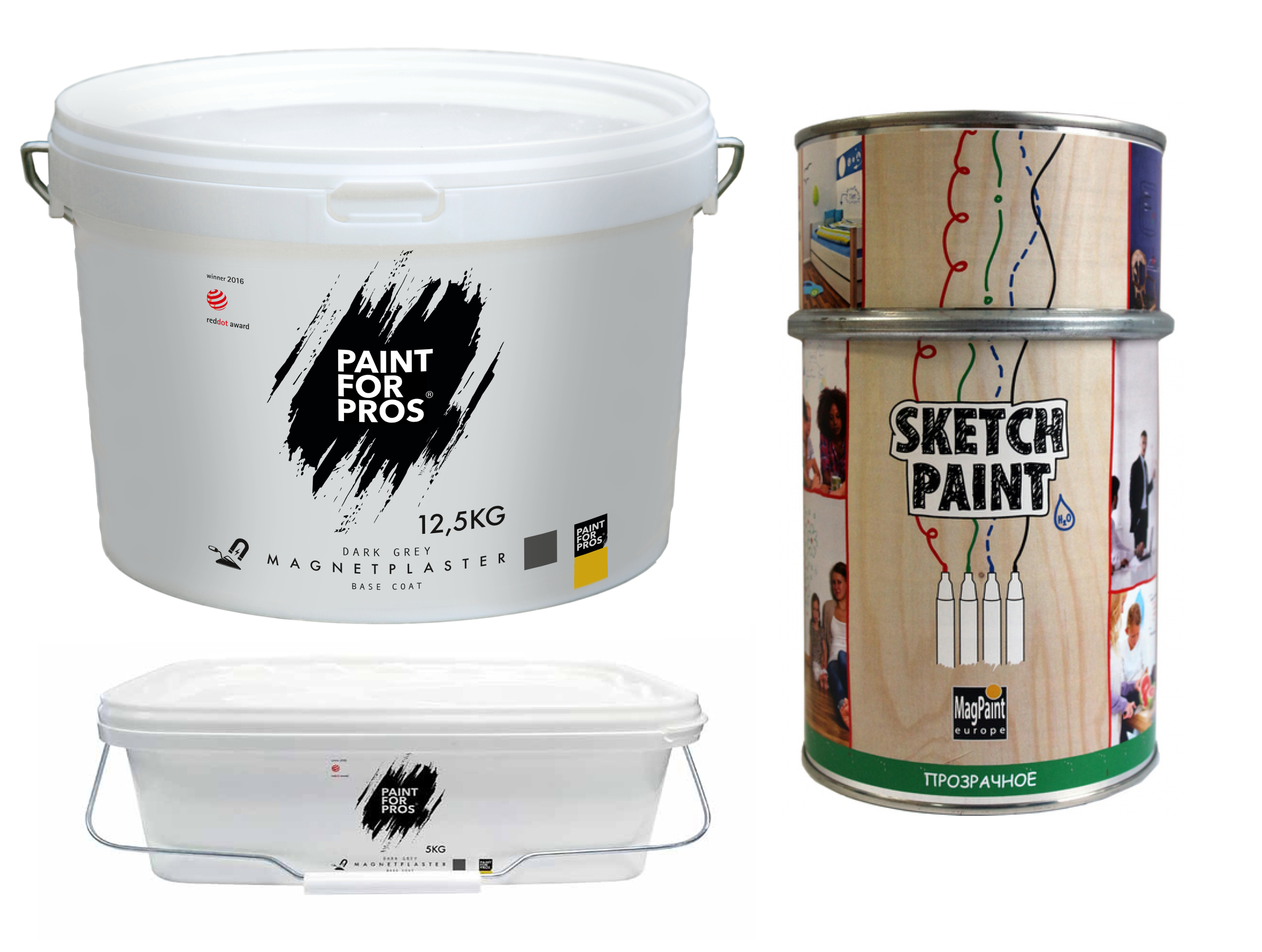 Магнитно-маркерный набор MagPaint на 6 кв. м. (магнит. штукатурка, маркер. краска прозрачная глянцевая)