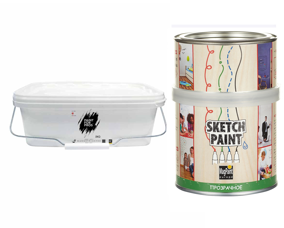 Магнитно-маркерный набор MagPaint на 2 кв. м. (магнит. штукатурка, маркер. краска прозрачная матовая)