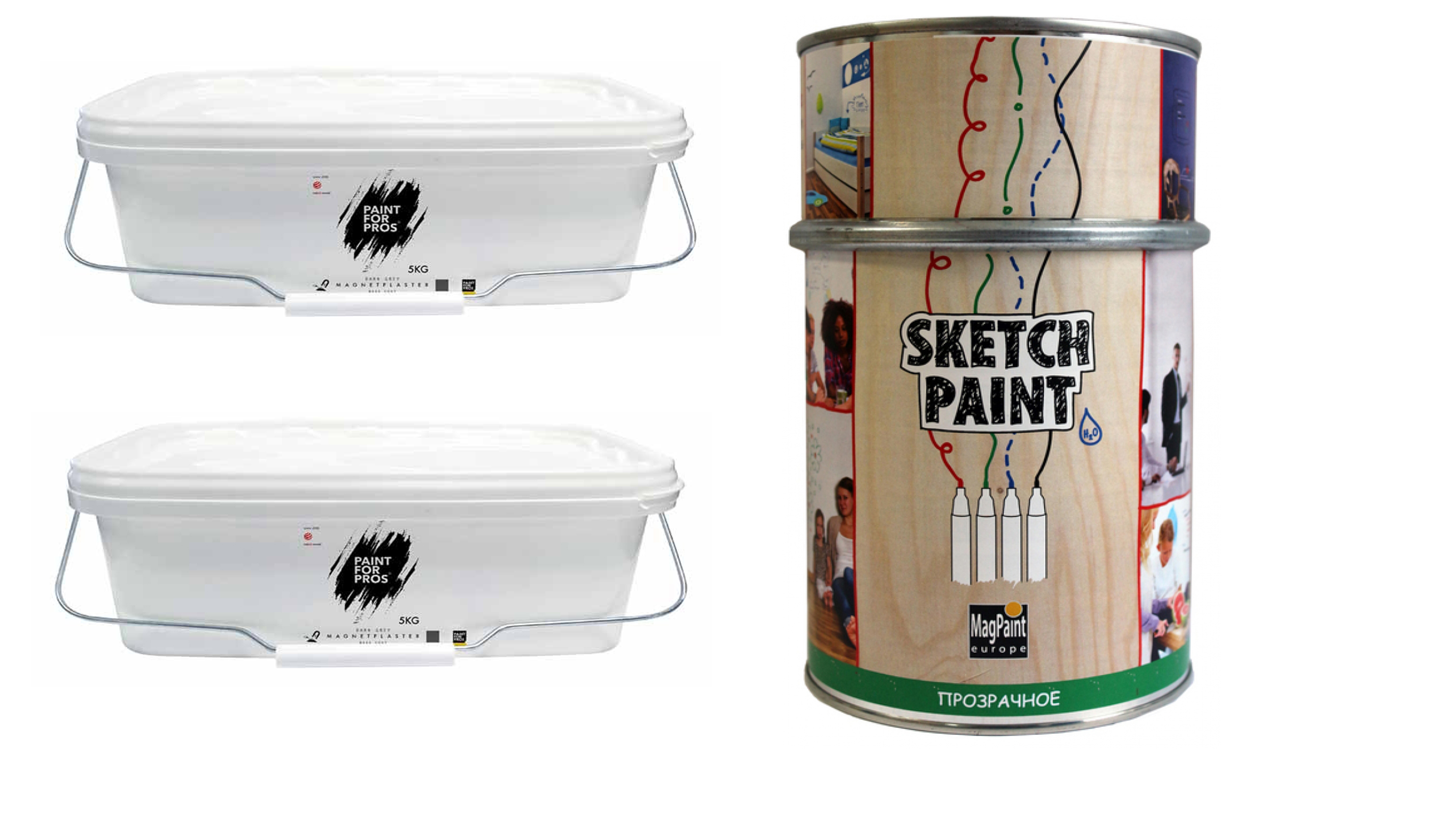 Магнитно-маркерный набор MagPaint на 4 кв. м. (магнит. штукатурка, маркер. краска прозрачная глянцевая)