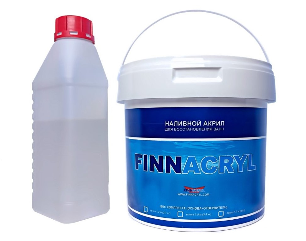 Жидкий (наливной) акрил для ванн "FINNACRYL-24" (24 ч./3,6 кг./ванна 1,7 м.)